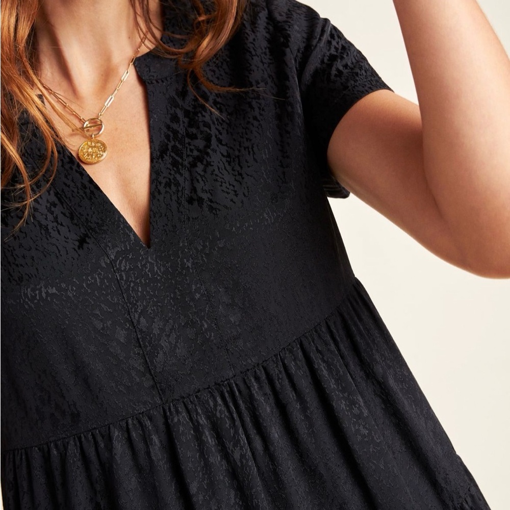 Maeve for Anthropologie Black Sacha Jacquard Tiered Tunic sz L NWT - Picture 4 of 16